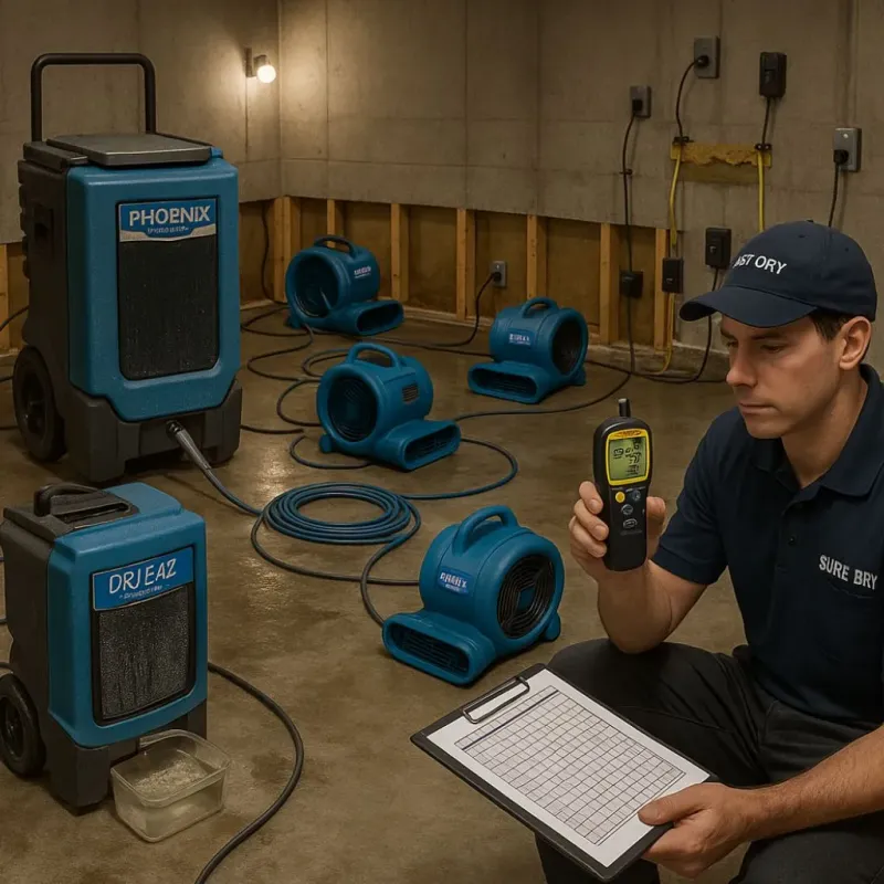 Structural Drying and Dehumidification process in Fallston, MD